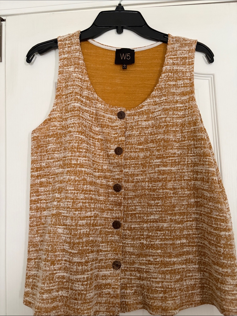 W5 Mustard and White Striped Button-Front Tank